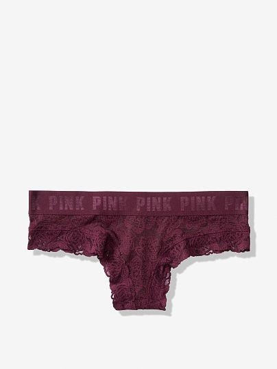 Бордовые кружевные трусики бразилиана Victorias Secret art738716 (размер XS)