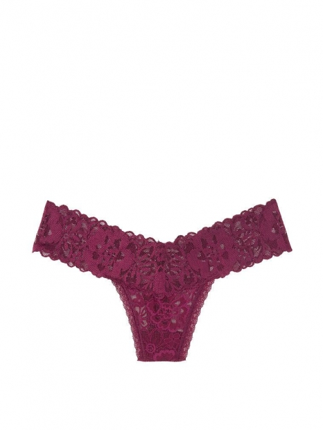 Кружевные трусики Victorias Secret тонг 1111216410 (Бордовый, S)