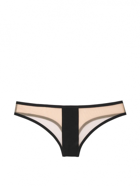 Трусики Victoria’s Secret со вставкой из сетки art863433 (Бежевый с черным, размер M)