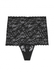 Высокие кружевные трусики стринги Victoria’s Secret art145154 (Черный, размер M)