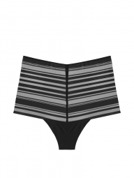Высокие кружевные трусики стринг Victoria’s Secret art107604 (Черный, размер S)