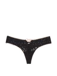 Кружевные трусики тонг Victoria's Secret art154355 (Черный, размер XS)
