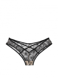 Кружевные трусики чики Victoria's Secret со стразами art627598 (Черный, размер S)