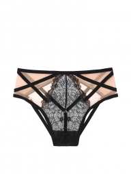 Открытые кружевные трусики чики Love by Victoria Victoria's Secret art744219  (Черный/Нюд, размер M)