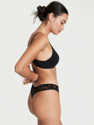 Кружевные трусики тонг Victoria's Secret art242962 (Черный, размер XL)