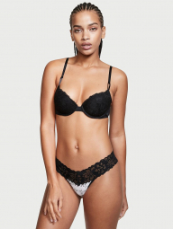 Трусики тонг Victoria's Secret 1159758172 (Черный/Белый, XS)