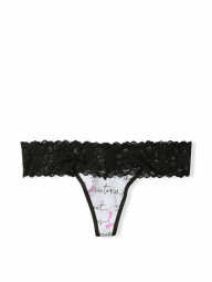 Трусики тонг Victoria's Secret 1159758172 (Черный/Белый, XS)