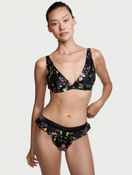 Трусики шелковые Victoria's Secret с цветочным принтом 1159761341 (Черный, L)