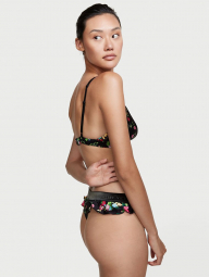 Трусики шелковые Victoria's Secret с цветочным принтом 1159761341 (Черный, L)