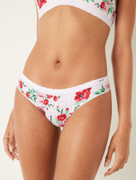 Трусики тонг Victoria's Secret Pink с цветочным принтом 1159768356 (Белый, XS)