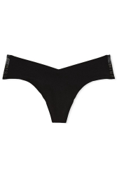 Бесшовные трусики тонг Victoria's Secret с шиммером 1159768634 (Черный, XS)