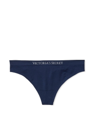 Гладкие трусики тонг Victoria's Secret с логотипом 1159768795 (Синий, M)