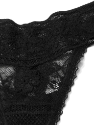 Трусики тонг с цветочным кружевом Victoria's Secret 1159769023 (Черный, XS)