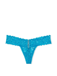 Трусики тонг з квітковим мереживом Victoria's Secret 1159770669 (Блакитний, S)