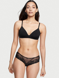 Женские кружевные трусики чики Victoria's Secret с сеточкой 1159771757 (Черный, XL)