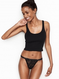Черные женские трусики стринги Victorias Secret art217412 (размер L)
