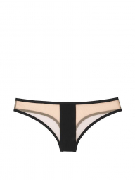 Трусики Victoria’s Secret со вставкой из сетки art863433 (Бежевый с черным, размер M)