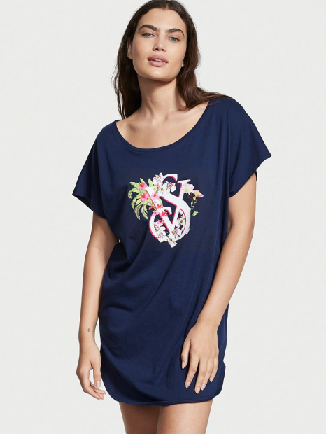 Домашнее синее платье Victoria’s Secret туника 1159763957 (Синий, XL/XXL)