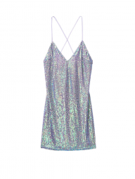 Домашнее платье ночная рубашка с пайетками Victorias Secret art382272 (Голубой, размер L)