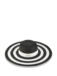 Шляпа с широкими полями в полоску Victoria's Secret 1159760014 (Белый/Черный, One size)