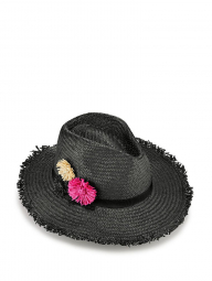 Шляпа федора с цветами от Victoria's Secret панама 1159760016 (Черный, One size)