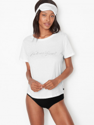 Комплект для сна Victoria's Secret футболка и маска art188613 (Белый, размер XS)