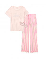 Комплект для сна Victoria's Secret футболка маска и штаны art821735 (Розовый, размер L)