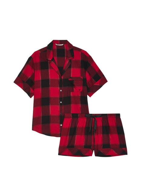 Домашний комплект Victoria’s Secret пижама рубашка и шорты 1159779223 (Черный/красный, XS)