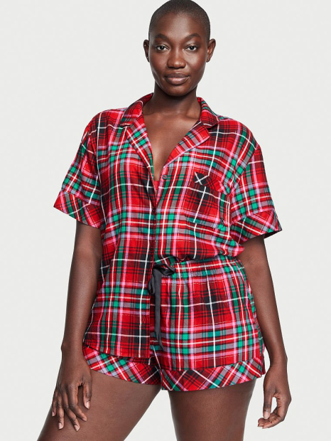 Домашний комплект Victoria’s Secret пижама рубашка и шорты 1159779631 (Красный, XXL)