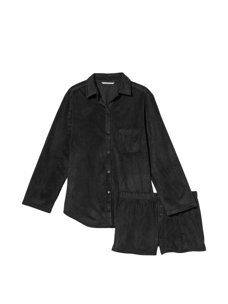 Уютный флисовый комплект Victoria’s Secret пижама рубашка и шорты 1159787374 (Черный, L)