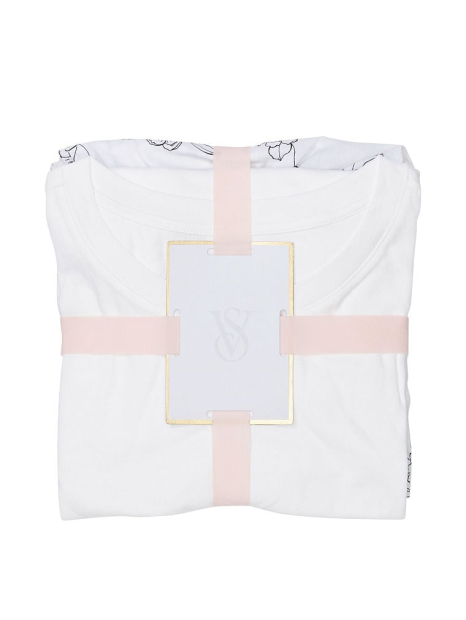 Домашний комплект пижамы Victoria’s Secret футболка и шорты 1159787370 (Белый, L)