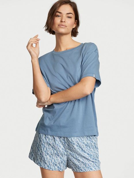 Домашний комплект пижамы Victoria’s Secret футболка и шорты 1159786739 (Синий, S)