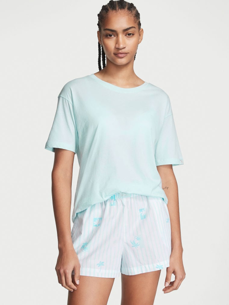 Домашний комплект пижамы Victoria’s Secret футболка и шорты 1159790092 (Голубой, XXL)