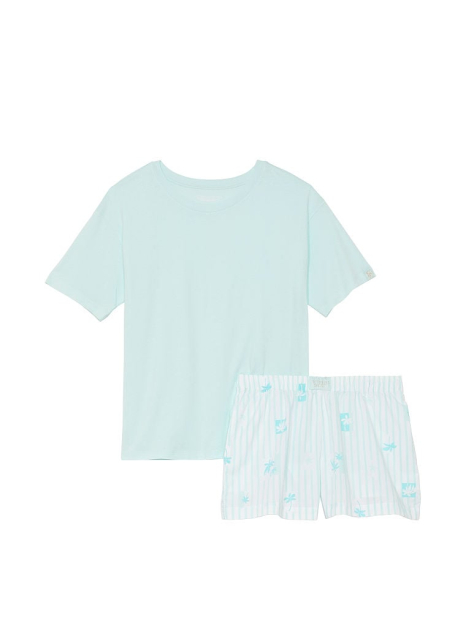 Домашний комплект пижамы Victoria’s Secret футболка и шорты 1159790092 (Голубой, XXL)