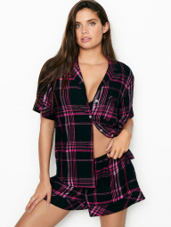 Женская пижама Victoria’s Secret рубашка и шорты art246141 (Черный/Фуксия, размер XL)