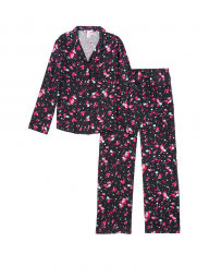Женская фланелевая пижама Victoria's Secret рубашка и штаны art656921 (Черный/Розовый, размер XL)