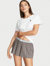 Домашний комплект пижамы Victoria’s Secret футболка и шорты 1159768719 (Леопардовый/Белый, L)