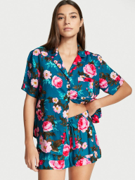 Домашняя фланелевая пижама Victoria’s Secret рубашка и шорты 1159773256 (Синий, S)