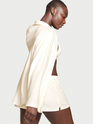 Уютный флисовый комплект Victoria’s Secret пижама рубашка и шорты 1159775932 (Молочный, XXL)