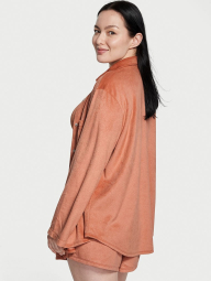 Уютный флисовый комплект Victoria’s Secret пижама рубашка и шорты 1159778852 (Коричневый, L)