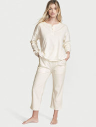 Уютный флисовый комплект Victoria’s Secret пижама кофта и штаны 1159779134 (Молочный, XL)