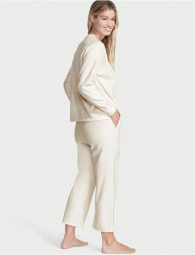 Уютный флисовый комплект Victoria’s Secret пижама кофта и штаны 1159779134 (Молочный, XL)