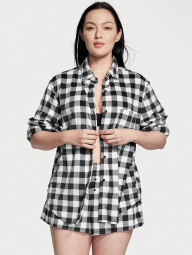 Уютный флисовый комплект Victoria’s Secret пижама рубашка и шорты 1159781480 (Белый/Черный, XXL)