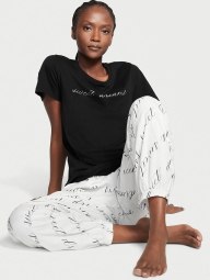 Домашний комплект пижама Victoria’s Secret футболка и штаны 1159786330 (Белый/Черный, XXL)
