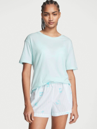 Домашний комплект пижамы Victoria’s Secret футболка и шорты 1159789893 (Голубой, M)