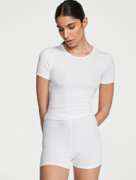 Пижама в рубчик Victoria’s Secret кофта и шортики 1159790784 (Белый, XXL)