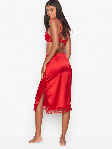 Сатиновая юбка с разрезом Victoria's Secret art898219 (Красный, размер XS)