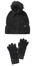 Комплект зимний теплая шапка и перчатки Victoria's Secret art883746 (Черный, One size)