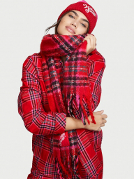 Зимний набор шапка и шарф Victoria's Secret 1159762330 (Красный/Розовый, One size)
