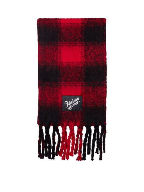 Уютный клетчатый шарф Victoria's Secret 1159762771 (Красный/Черный, One size)